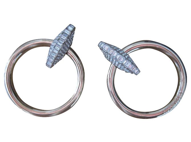 Chanel Clip per orecchie Oro e Argento Metallo D'oro 
