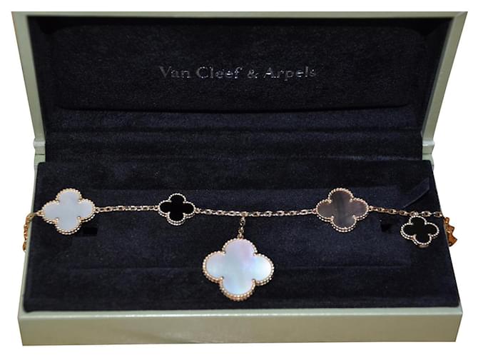 Van Cleef & Arpels Van Cleef and Arpels Magic Alhambra Bracelet 5 reasons Black White Golden Grey Yellow gold  ref.576771