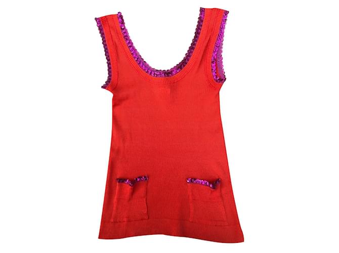 Sonia By Sonia Rykiel women's red tank top Coton Rouge  ref.576786