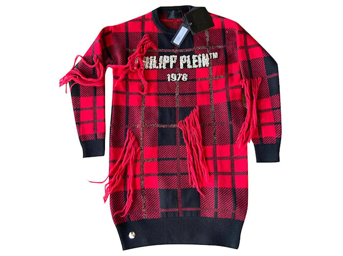 Philipp Plein Knitwear Black Red Wool  ref.576827