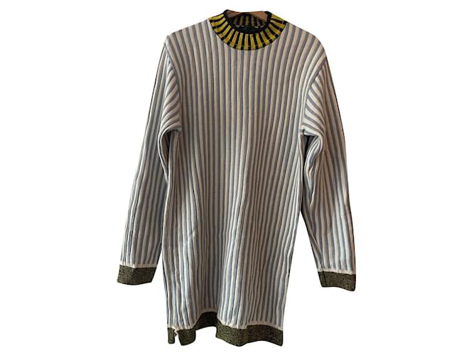 Robe pull en tricot junior Gaultier vintage des années 80: Jean Paul Gaultier. Laine Blanc  ref.576839