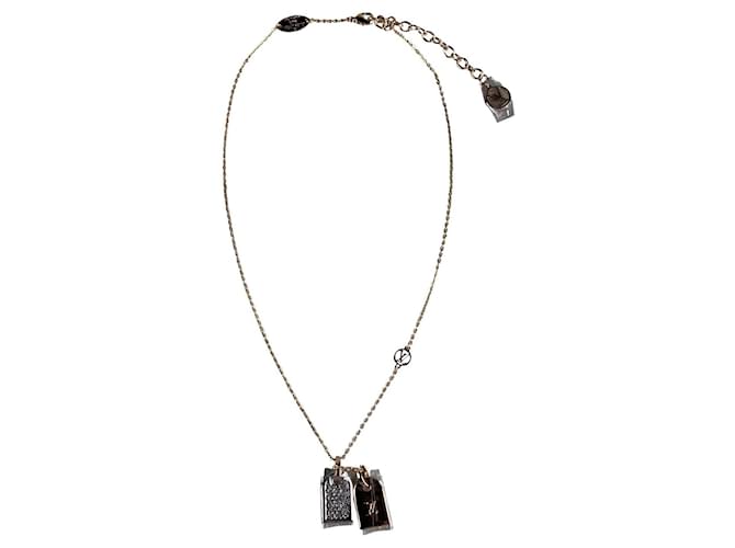 Collar con etiqueta de nanogramas preciosos de Louis Vuitton Bronce Metal  ref.576903