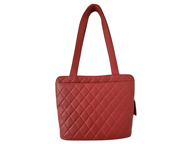 Timeless Chanel Caviar vintage tote Red Leather  ref.576966