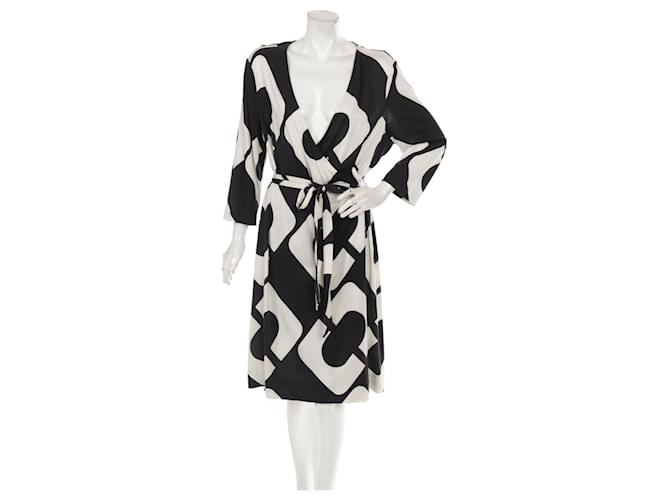 Diane Von Furstenberg Dresses Black White Silk  ref.576968