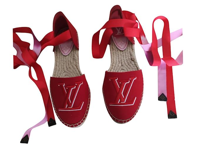Louis Vuitton Alpercatas Vermelho Lona  ref.576976
