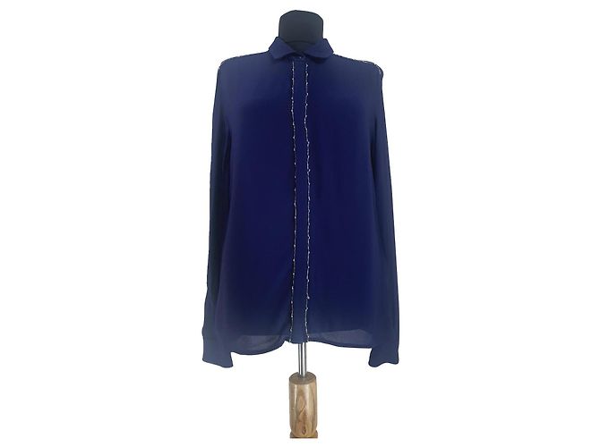 Baum und Pferdgarten Hemd Blau Viscose