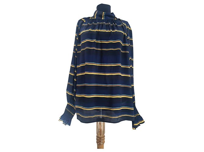 Top Noa Noa in seta e viscosa blu multicolore