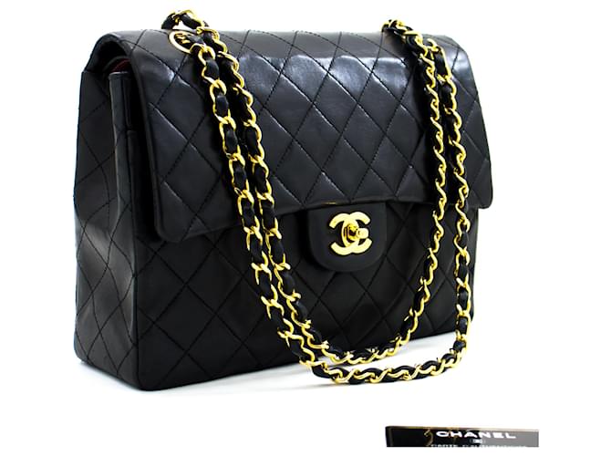 Chanel 2.55 lined Flap Square Chain Shoulder Bag Black Lambskin Leather  ref.577172 - Joli Closet