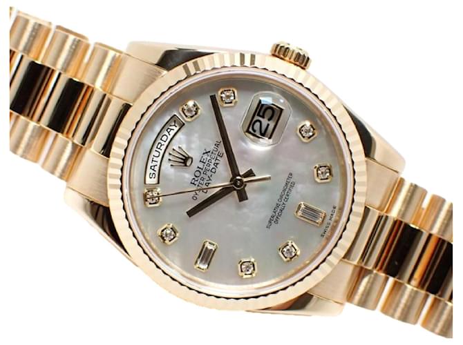 ROLEX DAY DATE 36 MM YG white Shell index diamond 118238NA Mens Yellow gold  ref.577206