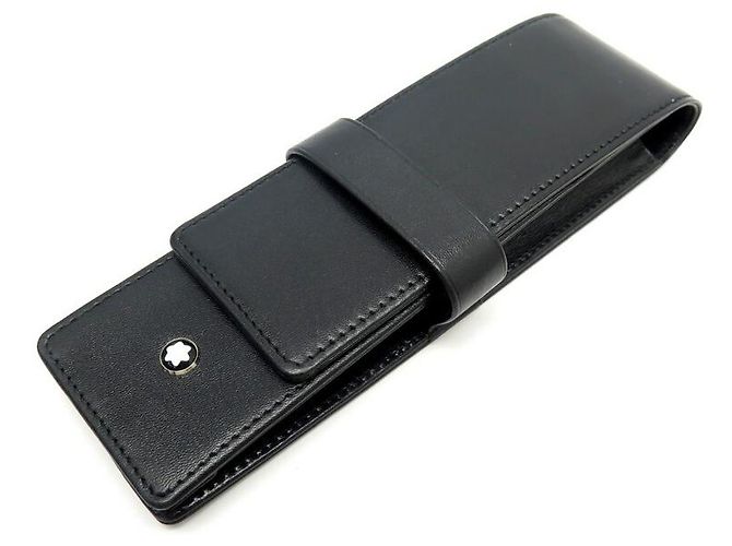 NEW MONTBLANC MEISTERSTUCK PR CASE 2 BLACK LEATHER PENS CASE