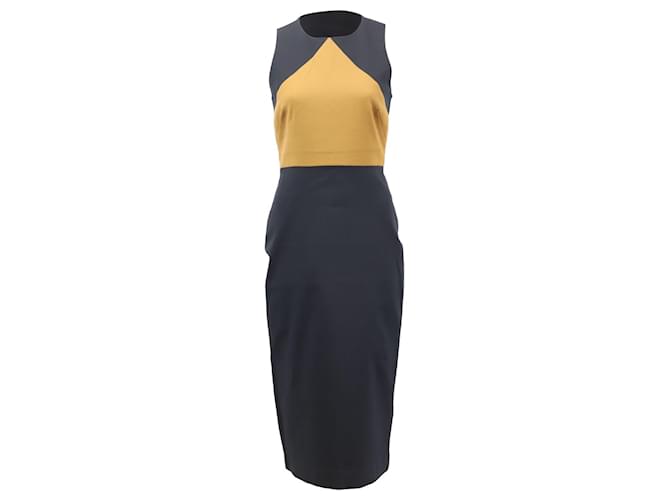 Diane Von Furstenberg Colorblock Sleeveless Sheath Dress in Navy Blue Cotton  ref.577500