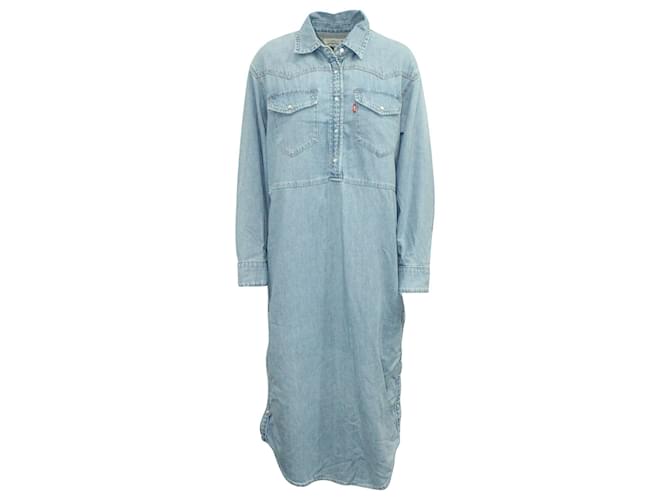 Ganni x Levi'S Denim Shirt Dress in Light Blue Cotton  ref.577501