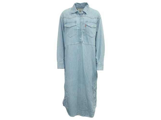 Ganni x Levi'S Denim-Hemdkleid aus hellblauer Baumwolle