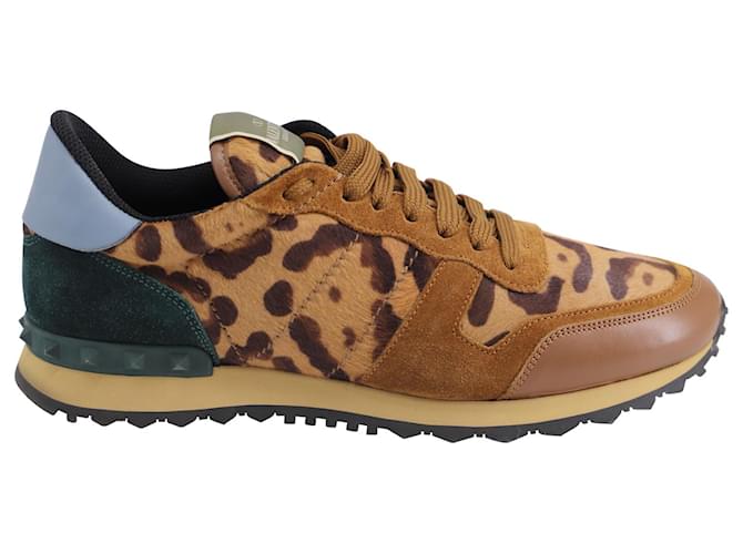 Valentino Garavani Valentino Rockrunner Sneakers mit Leopardenmuster aus mehrfarbigem Wildleder Mehrfarben Schweden  ref.577575