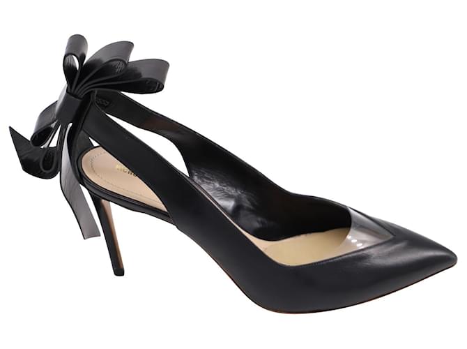 Zapatos de tacón con puntera en punta y lazo de Nicholas Kirkwood en cuero negro Charol  ref.577654