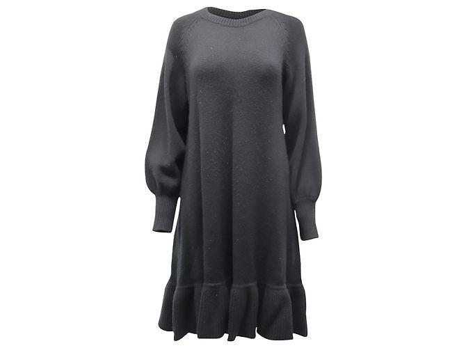 Marc by Marc Jacobs CO. Strickkleid mit Bischofsärmeln aus schwarzer Wolle