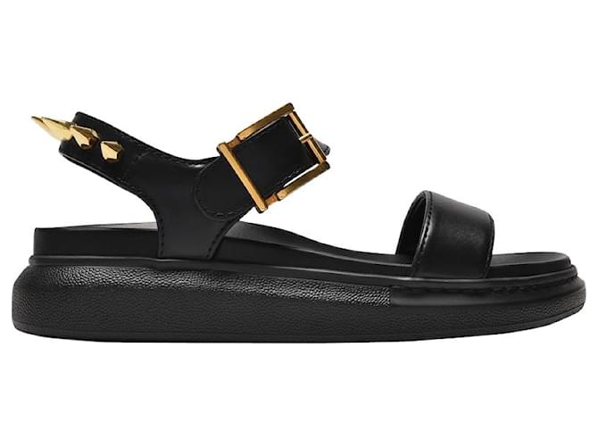 Alexander Mcqueen Sandals in Black and Gold Leather  ref.577663