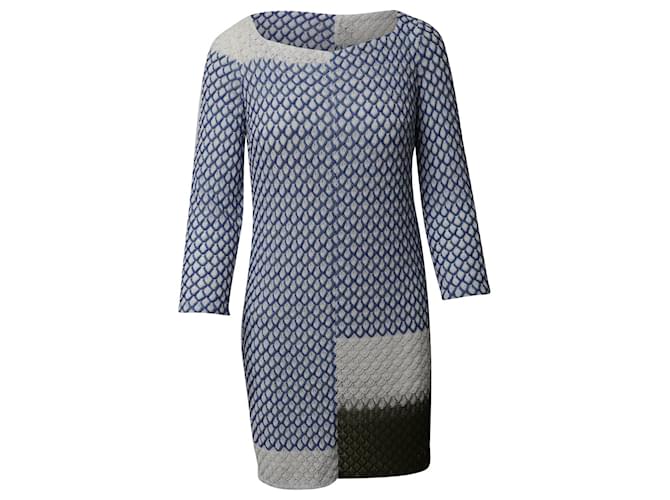 Vestido tricotado com padrão assimétrico Missoni em seda artificial azul Raio Fibra de celulose  ref.577683