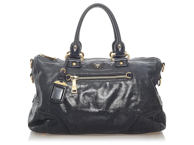 Prada Black Vitello Shine Handbag