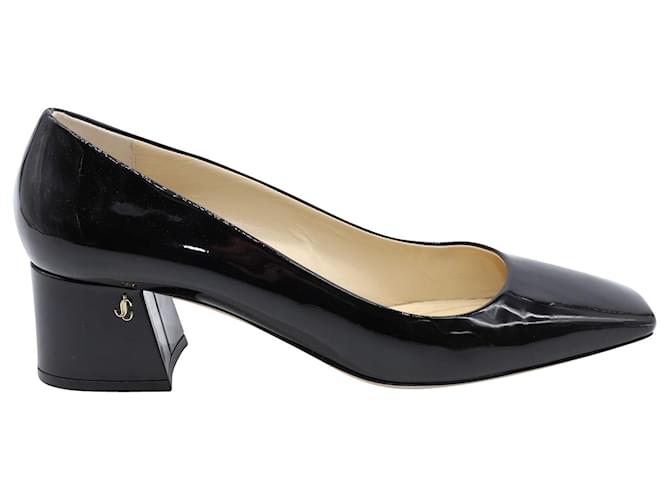 Jimmy Choo 45 Dianne Square-Toe Pumps in Black Patent Leather  ref.577800