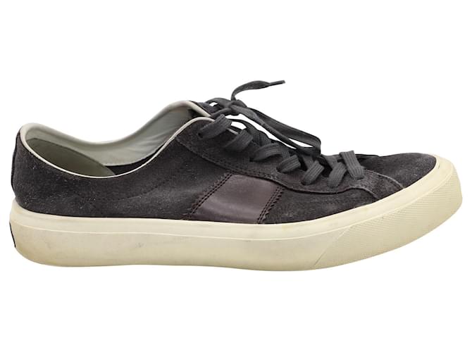 Tom Ford Cambridge Low Top Lace Up Sneakers in Grey Suede  Leather  ref.577808