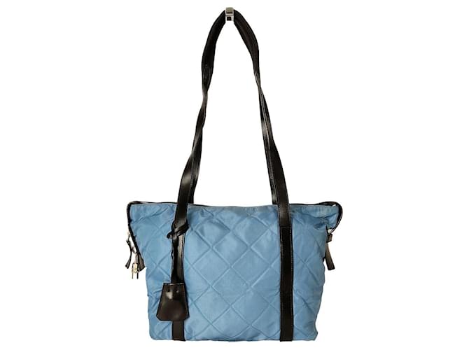 Prada matelasse shoulder bag in light blue nylon Cloth  ref.577822