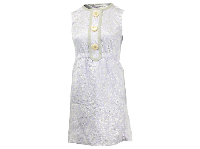 Marc Jacobs Jacquard-Etuikleid mit Metallic-Blumenmuster aus violettem Polyester Lila