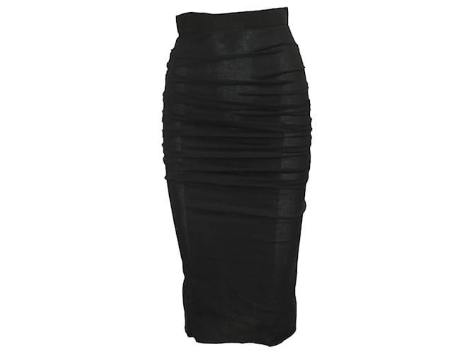 Falda midi fruncida en seda negra de Dolce & Gabbana Negro  ref.577910
