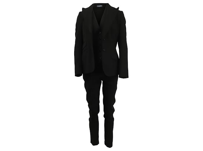 Traje de tres piezas de Dolce & Gabbana en lana negra Negro  ref.577973