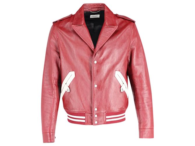 Saint Laurent Teddy Western Jacket in Red Lambskin Leather  ref.578031