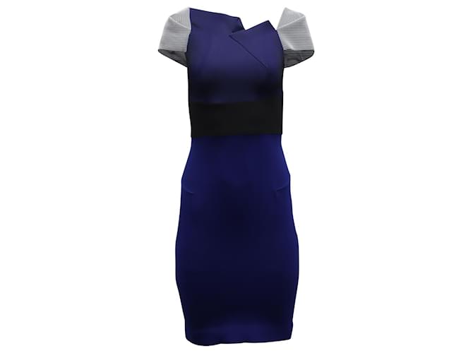 Roland Mouret Accent Sleeve Bodycon Dress in Blue Polyester Navy blue  ref.578061