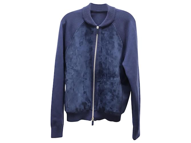 Berluti Zip Up Jacke aus blauer Wollmischung Wolle  ref.578180