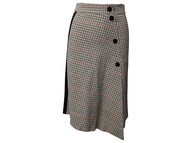 Maje Jessil Asymmetric Plaid Midi Skirt in Multicolor Cotton  ref.578195