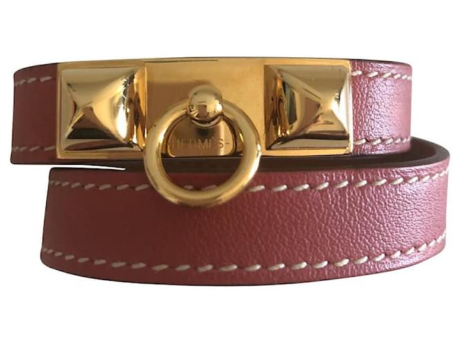 Hermès Rivale lined Tour Bracelet Gold hardware Leather  ref.578237