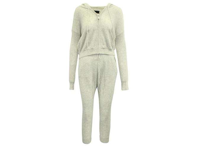 Sweat à Capuche Zippé et Pantalon Nili Lotan en Cachemire Gris Laine  ref.578245