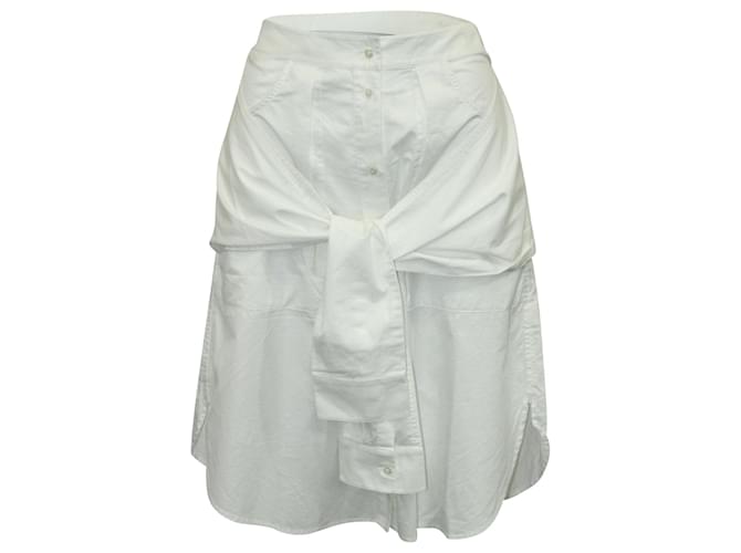 T by Alexander Wang Shirt Sleeve Tie Button Skirt in White Cotton   ref.578265