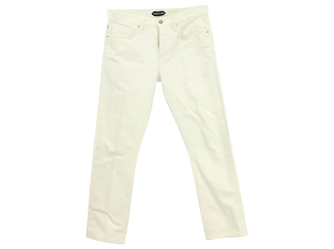 Jeans Tom Ford Straight Fit em Algodão Branco  ref.578275