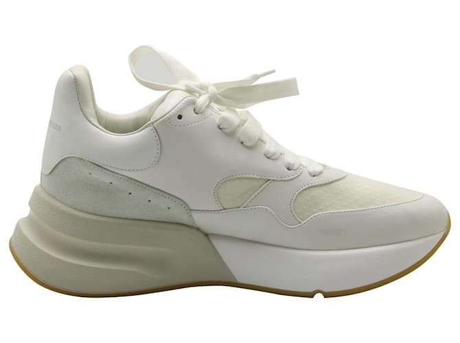 Alexander McQueen Oversize Runner Sneakers aus elfenbeinfarbenem Leder Weiß Roh  ref.578352