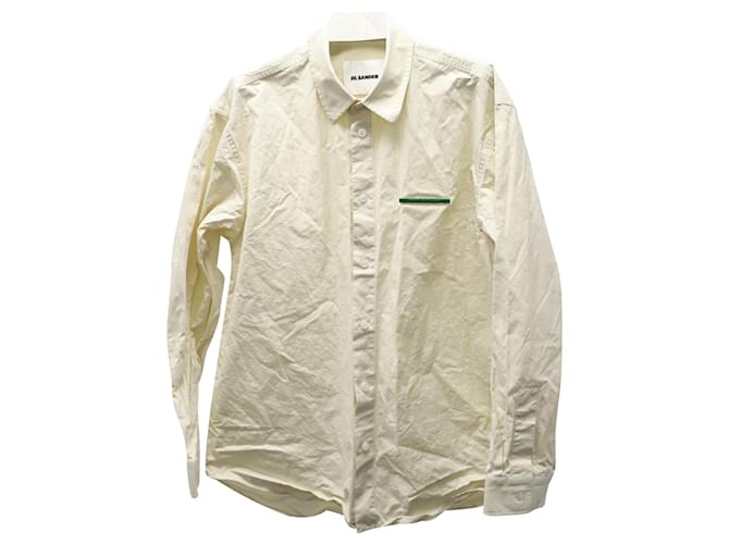 Jil Sander Never Fade Away Camisa con placa en algodón beige  ref.578360