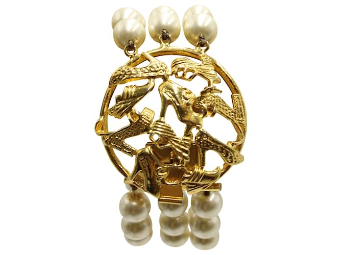 Bracelet Salvatore Ferragamo en fausses perles avec fermoir circulaire en métal doré  ref.578361