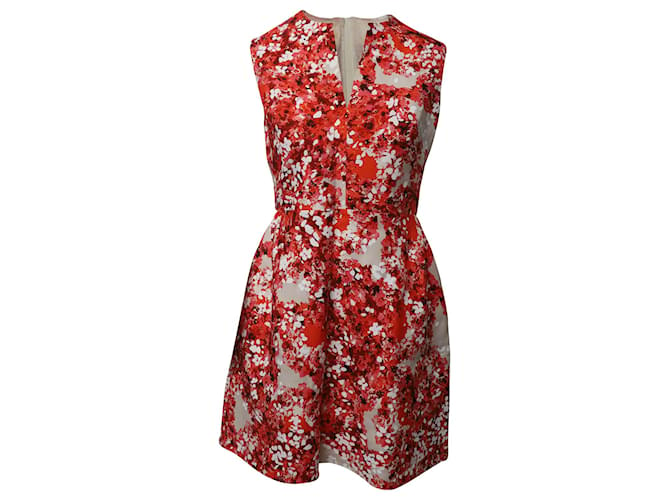 Giambattista Valli Floral Sleeveless Mini Dress in Red Cotton  ref.578404