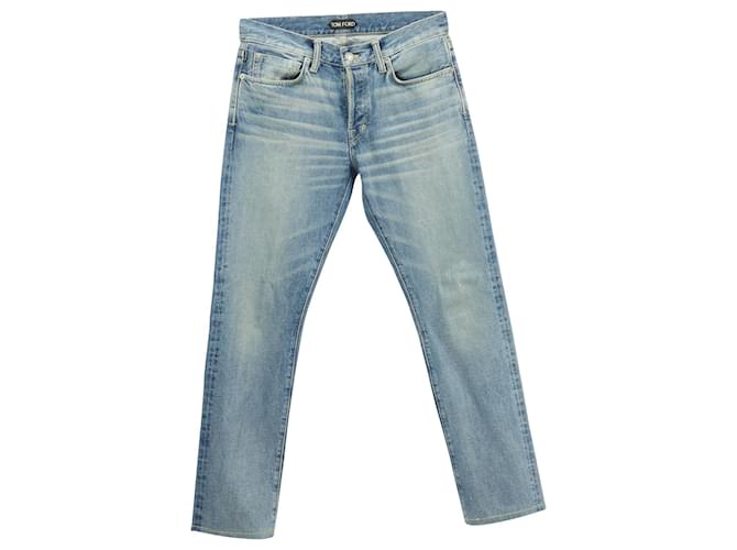 Jeans Tom Ford a gamba dritta in cotone blu  ref.578575