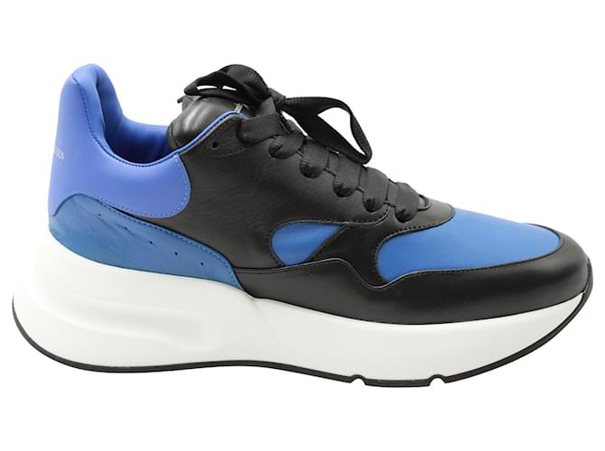 Zapatillas deportivas Alexander McQueen Runner extragrandes de piel de becerro azul y negra Cuero  ref.578594