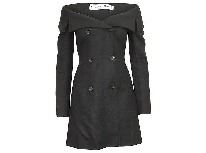 Abito giacca Dior con spalle scoperte in lana nera