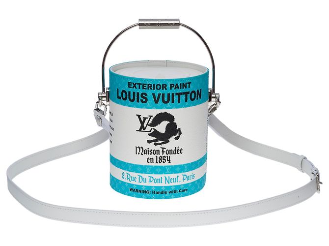 Louis Vuitton Sublime e rara borsa LV Paint Can blu turchese e bianca Bianco