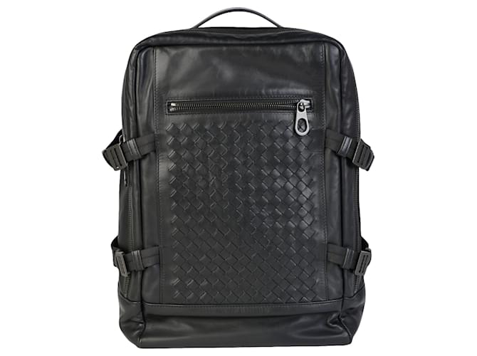 Bottega Veneta Intrecciato Leather Backpack Black  ref.579071