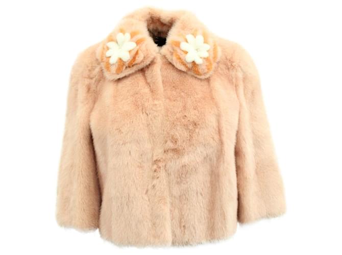 Fendi Flower Neck Jacket in Light Pink Fur  ref.579155