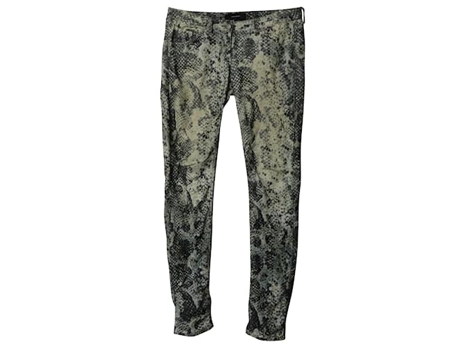 Isabel Marant Pantalones largos rectos con estampado de piel de serpiente en algodón multicolor Impresión de pitón  ref.579168