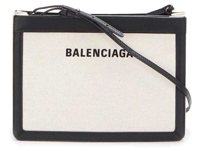 Balenciaga Navy Canvas Crossbody Bag White Cloth  ref.579174