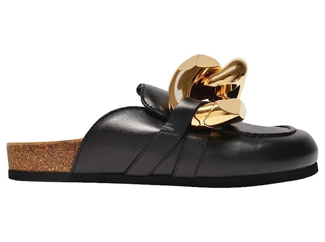 JW Anderson Chain Loafer Slides in Black Leather  ref.579336